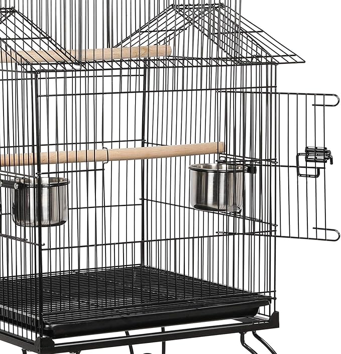 Topeakmart 55'' Triple Roof Top Large Medium Parrot Bird Cage for Cockatiel Conure Green Cheek Parakeet Caique with Removable Stand