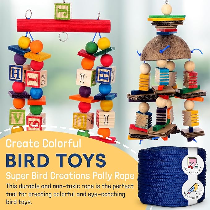 Super Bird Creations SB50029 Braided Polly Rope - Ideal for Making Bird Toys & Crafting - Hollow & Polyethylene Rope, 1/8" Diameter & 500 Meters Long - Vibrant Orange