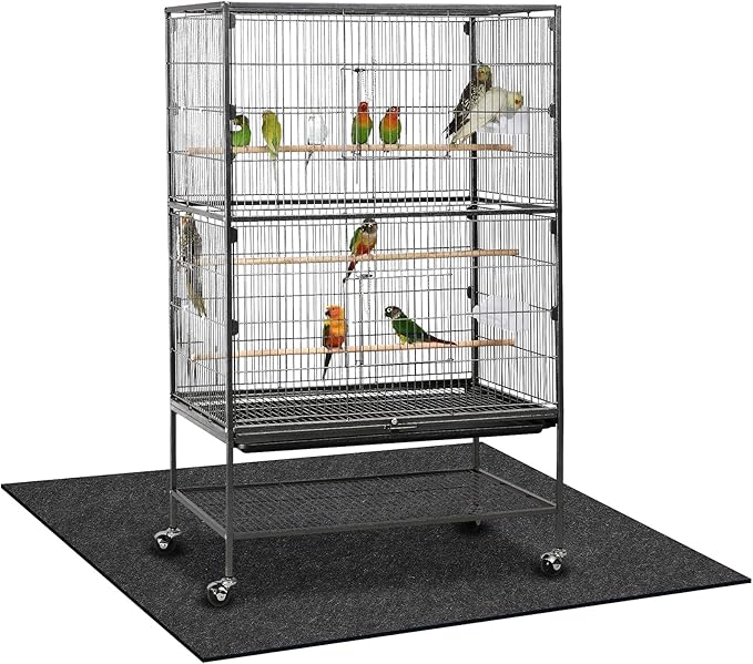 Nuanchu Large Bird Cage Mat, 48 x 48 Inch Under Pet Cage Mat, Absorbent/Waterproof Felt Pad for Bird Cages, Reptile Aquariums, Dog Kennels, with Non-Slip Backing for Hard Floors and Surfaces