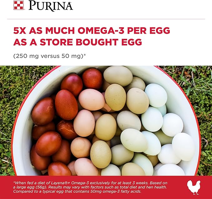Purina Layena+ | Nutritionally Complete Layer Hen Feed | Omega 3 Formula - 10 Pound (10 lb) Bag