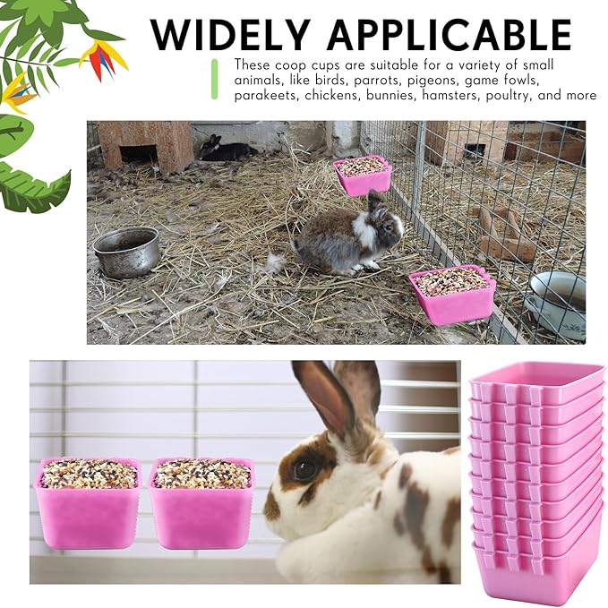 Maxdot 20 Pcs Chicken Water Feeder Cups 16 oz Pigeon Bird Feeder Cups Hanging Cage Chicken Water Cup for Pet Parrot Rooster Parakeet Bunny Gamefowl Poultry Wire Hutch(Pink)