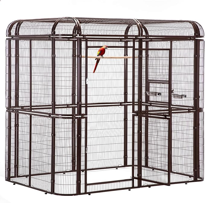 Large Walk-in Cages Heavy Duty Bird Cage Outdoor Aviary Parrot Macaw Conure Lovebird Pet House Finch Parakeet Cockatiel Macare Birdcages Brown