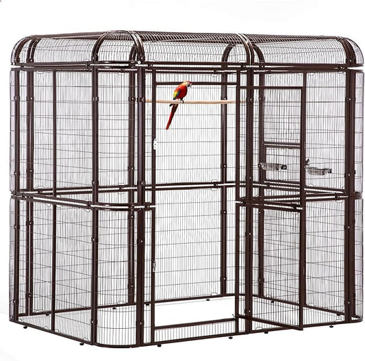 Large Walk-in Cages Heavy Duty Bird Cage Outdoor Aviary Parrot Macaw Conure Lovebird Pet House Finch Parakeet Cockatiel Macare Birdcages Brown