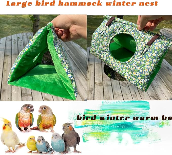 Cockatiel Bird Cage Winter Warm Tent House Conures Hammock Bedding Parrot Snuggle Hut Parakeets House Sleeping Hideaway with Pad Lovebirds Quaker
