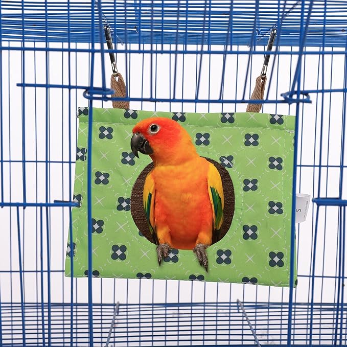 KAMA BRIDAL Bird Nest Hanging Hammock Summer House Cage Tent for Small Pets Parrot Parakeet Myna Pigeon Parakeet Lovebird Nest Perch Stand Swing