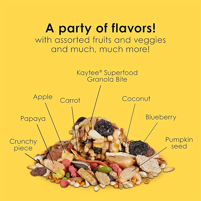 Kaytee Fiesta Cockatiel Food, Nutritious and Fun Blend, Supports Skin, Feather, Digestion, Brain and Heart Health, 2.5 pounds