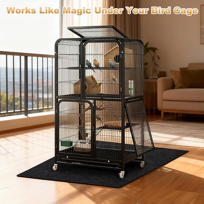 39x39 Inch Bird Cage Floor Mat, Under Pet Cage Mat for Large Bird Cage, Dog Kennels, Absorbent/Waterproof and Non Slip Felt Mat, Protect the Floor, and Easy to Clean