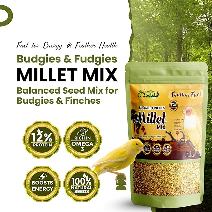 Danodia's Zoolulu Budgies & Finches Millet Mix (450g /1lbs) | Bird Seed Blend for Budgies, Finches & Canaries | Daily Healthy Nutrition
