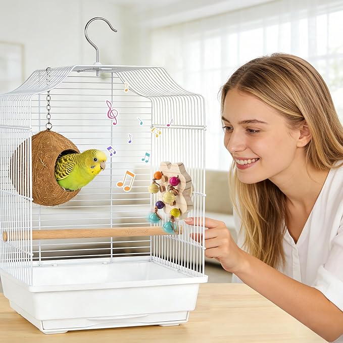 Mygeromon Bird Toys for Parakeets Interactive Spinning Bells Toy for Parrot Budgie Lovebird Cage Accessories