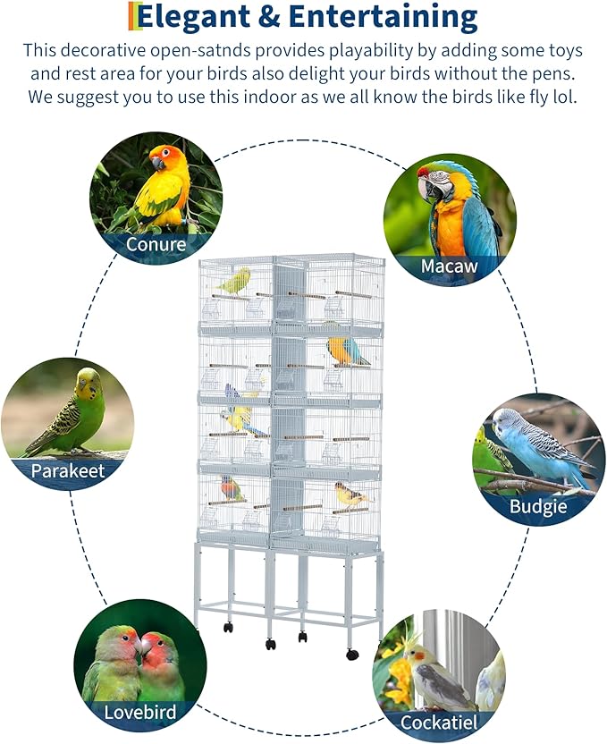 Garvee Bird Cage, 69''H LOT-4 Stackable Breeding Bird Cage, Divided Bird Breeder Cage w/Individual Removable Tray, Application for Conure,Macaw,Budgie,Cockatiel,Lovebirds,Parakeet