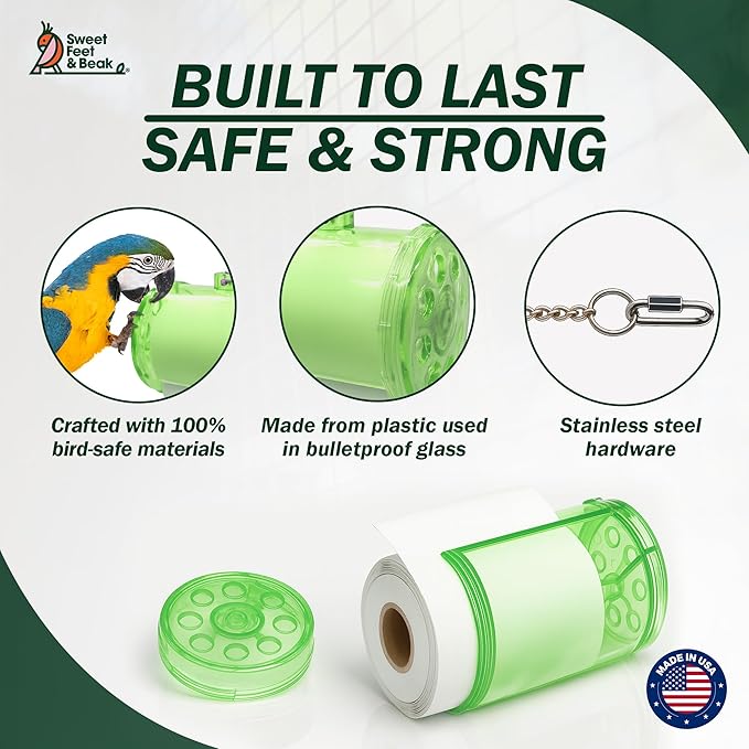 Sweet Feet & Beak Shred Master - Perfect Bird Cage Toy for All Birds - Shredding & Engagement - Safe, Non-Toxic, Easy to Install Parrot Cage Accessories - Large