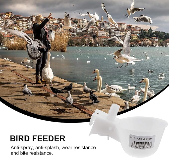 YARDWE 20PCS Automatic Pigeon Water Feeder Plastic Poultry Drinking Bowl Practical Quail Waterer Bird Supplies for Pigeon Chicken, White