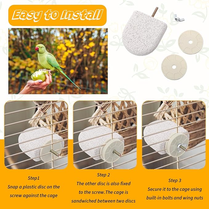8 PCS Bird Perch Stands, Calcium Perch Beak Grinding Stone Foot Claws Trimmer Platform Chewing Toys for Small Medium Parrot Cockatiel Conure Lovebird Finch, 2.56x2.76 Inch