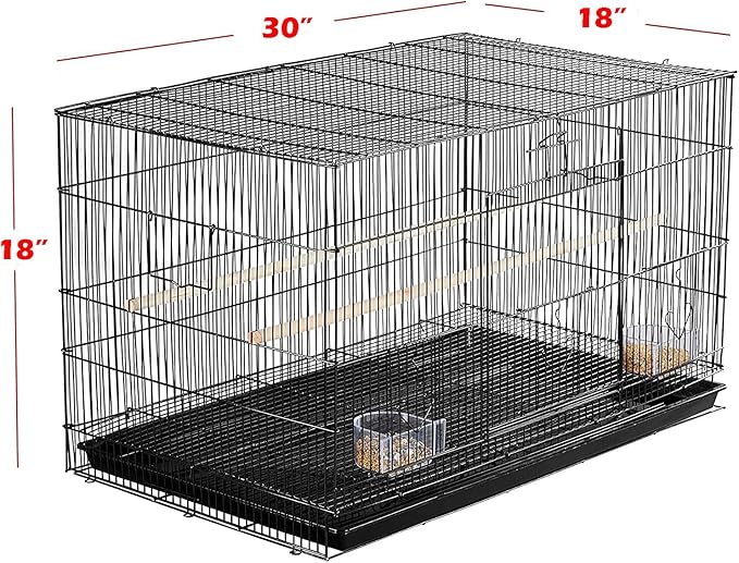 Lot of Breeding Flight Bird Cage for Aviaries Canaries Budgies Finches Lovebird Parakeet (30"x18"x18" Black)