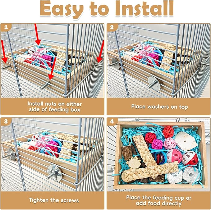 BNOSDM Bird Foraging Toys Box Colorful Parrot Foraging and Shredding Toy Boxes Natural Bird Toy Wooden Birds Chewing Toys for Parakeet, Conure, Cockatiel, Budgies, Lovebirds (Small)