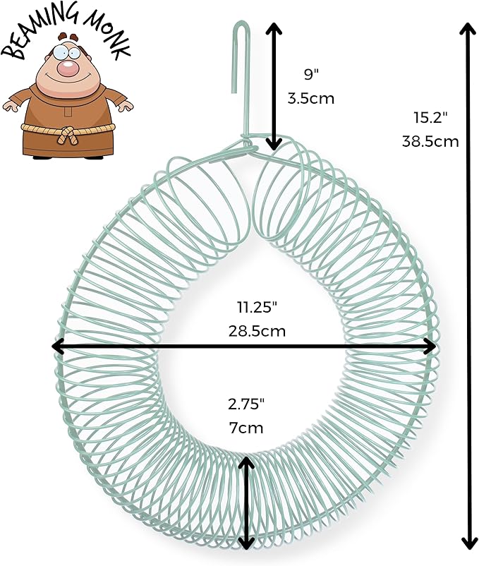 Wreath Bird Feeder for Suet Balls, Peanuts & Whole Nuts – Heavy-Duty Powder-Coated Metal, Outdoor Hanging Design, Green – Includes Accessories for Making Suet Balls