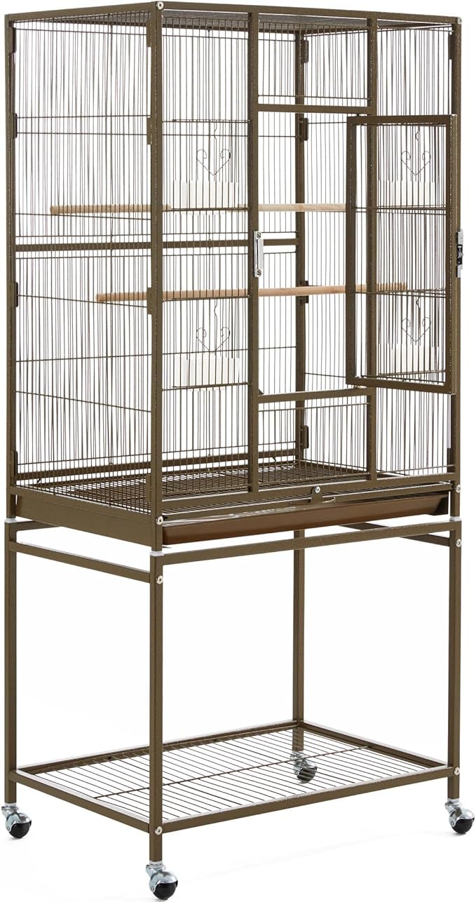 Topeakmart 53.5inch Large Bird Cage Metal Mobile Parrot Cage for Canary Pacific Parrotlet Lovebird Budgie Caique Senegal Green-cheeked Conure, Palmer Green