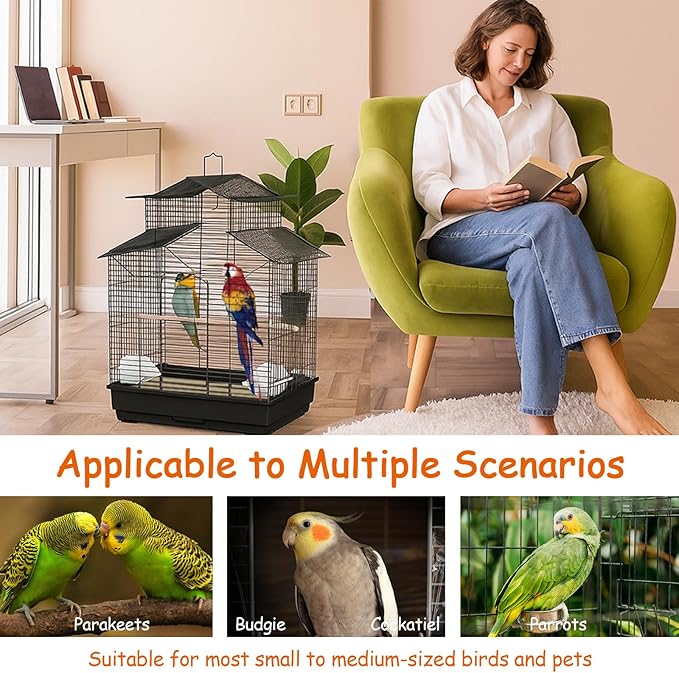 30PCS Bird Cage Liners - 13.8x13.8 Inch Leak-Proof Disposable Tray Pads for Parrots, Parakeets, Cockatiels, Lovebirds | Easy-Clean Cage Bottom Paper | Customizable Size