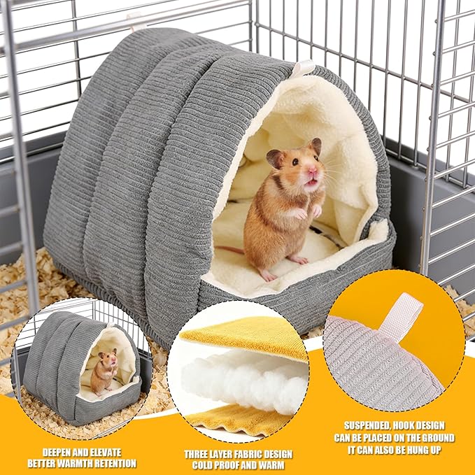 Winter Warm Bird Nest Bed, Plush Hanging Bird Bed for Cage, Plush Hut Tent, Hideaway Sleeping Nest for Budgies, Parakeets, Cockatiels, Conures (Dark Grey, S)