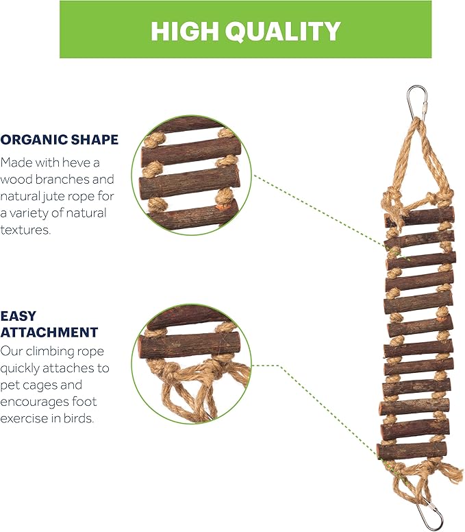 Prevue Pet Products Rope Ladder Bird Toy - Accessories for Small to Medium Birds, Hanging Birdcage Toy for Climbing, Foot Exercise, Beak Use, Mental Enrichment, and Interactive Play