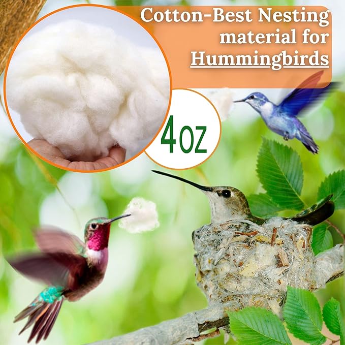 Hummingbird Nesters Bird Nesting Material Holder for Wild Birds Humming Bird House Materials Gifts for Bird Watching Nature Lovers Refillable Outdoor Bird Station (Cotton Nesting Material)
