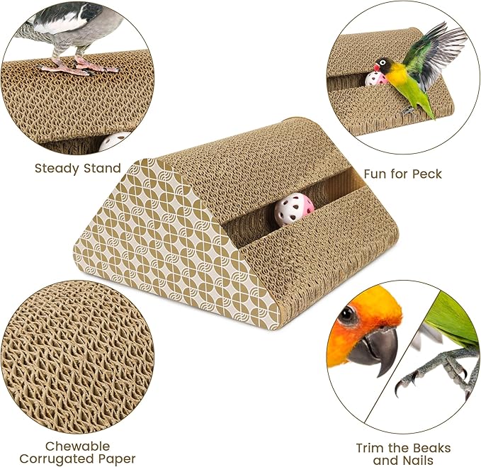 OSWINMART Parrot Cardboard Toy with Jingle Ball