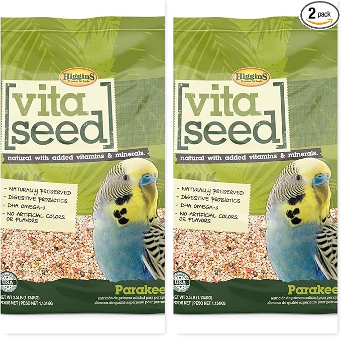 Higgins 2 Bag Bundle of Higgins Vita Seed Parakeet Bird Food 2.5 lb. ea. Parakeet Food. 2 Bags 5 Pounds Total