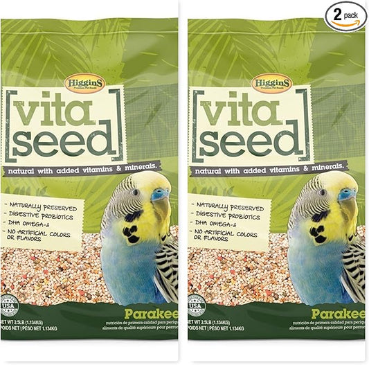 Higgins 2 Bag Bundle of Higgins Vita Seed Parakeet Bird Food 2.5 lb. ea. Parakeet Food. 2 Bags 5 Pounds Total
