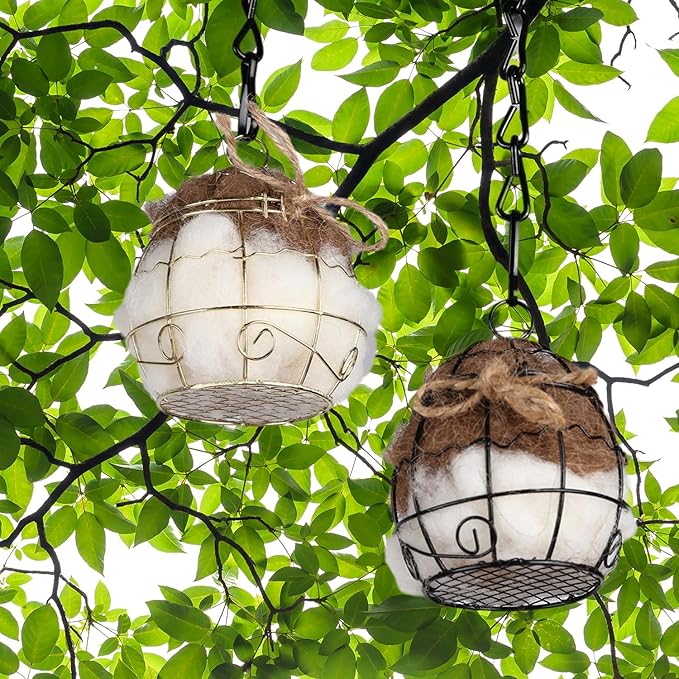 Bird Nesting Material, Hummingbird Nesters, Natural Alpaca Wool Material for Wild Birds, Design for Bird Lover Gifts, Nesting Balls for Wild Birds, Refillable Outdoor Birds Nesting Station