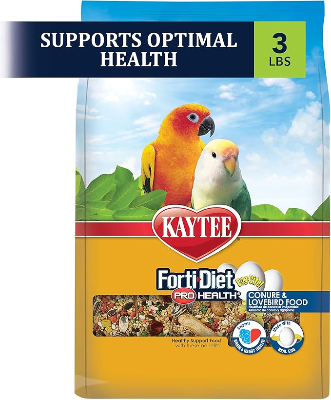 Kaytee Forti-Diet Pro Health Egg-Cite Pet Conure & Lovebird Food,3 Pound,(Pack of 2)