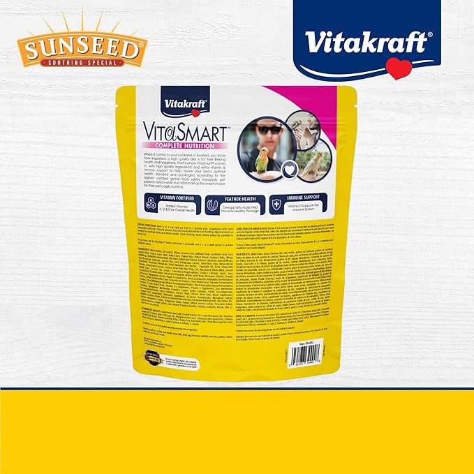 Vitakraft Vita Smart Gourmet Cockatiel and Lovebird Food - Vitamin-Fortified - Daily Pet Bird Food 4 Pound (Pack of 1)
