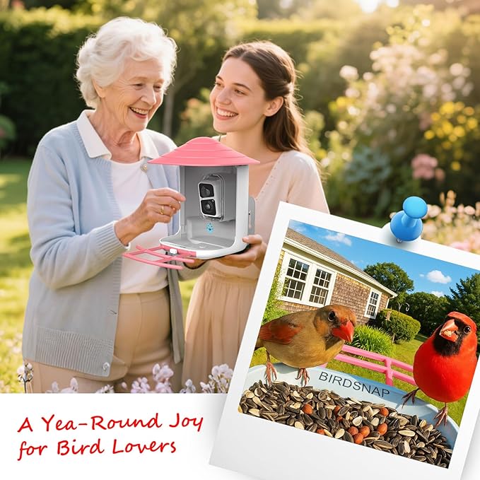 birdsnap® TUC Bird Feeder with Camera 2K HD Live with 32GB Card Auto Detect & Notify AI Identify Camera Birds Feeders Solar Powered Wireless Outdoors Backyard Gift for Mom Dad Birds Lover, 2.4G WiFi