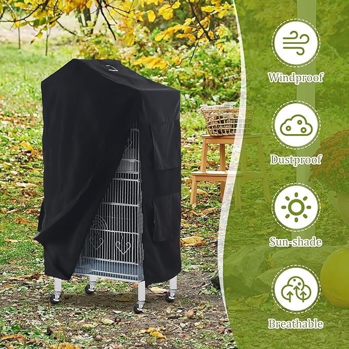 Gralara Bird Cage Cover Birdcage Cover, Washable Protection Blackout Cover Waterproof for Parakeets Lovebirds Macaw, Square Cages Accessories, Style A