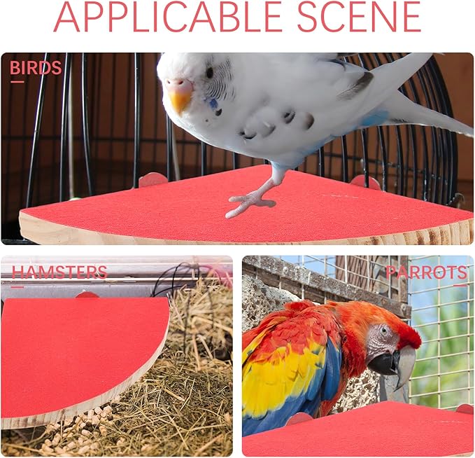 Bird Perch Stand Toy, Wood Parrot Stand Platform, Bird Cage Accessories Exercise Toys for Pet Parrot Cockatiels Lovebirds (Random Color, 7.1 Inch)