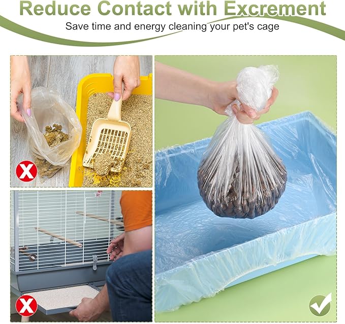M METERXITY 100-Pack Disposable Cage Liner 28" x 20", Small Animal Clear Plastic Rabbit Bird Cage Liner Bag, Toilet Tray Replacement Universal Film ForParrot/Guinea Pig/Hamster Litter Box