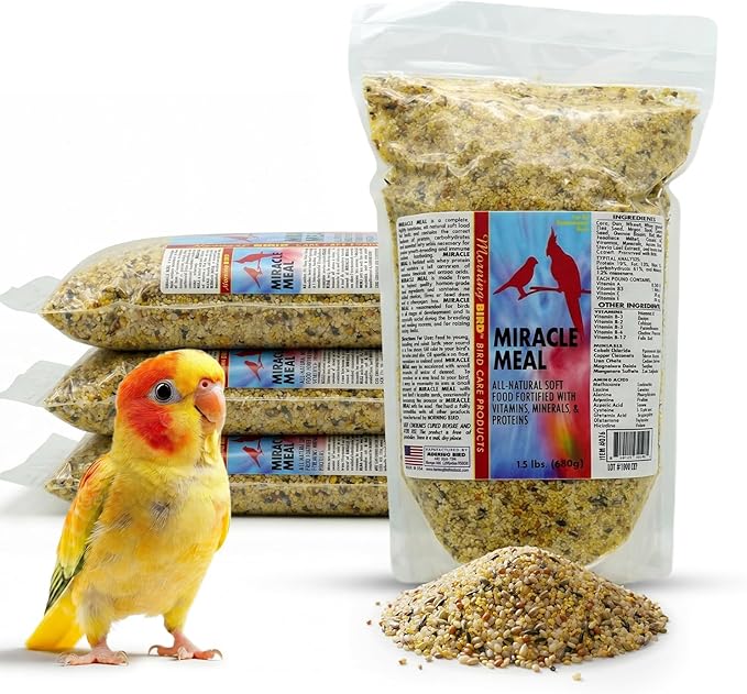 Morning Bird Miracle Meal 6 lbs. (4 Pack 1.5 Each) – Vitamin Fortified Soft Bird Food for Birds - All-Natural No Artificial Dyes, Flavors or preservatives - Supports Feather Strength & Breeding