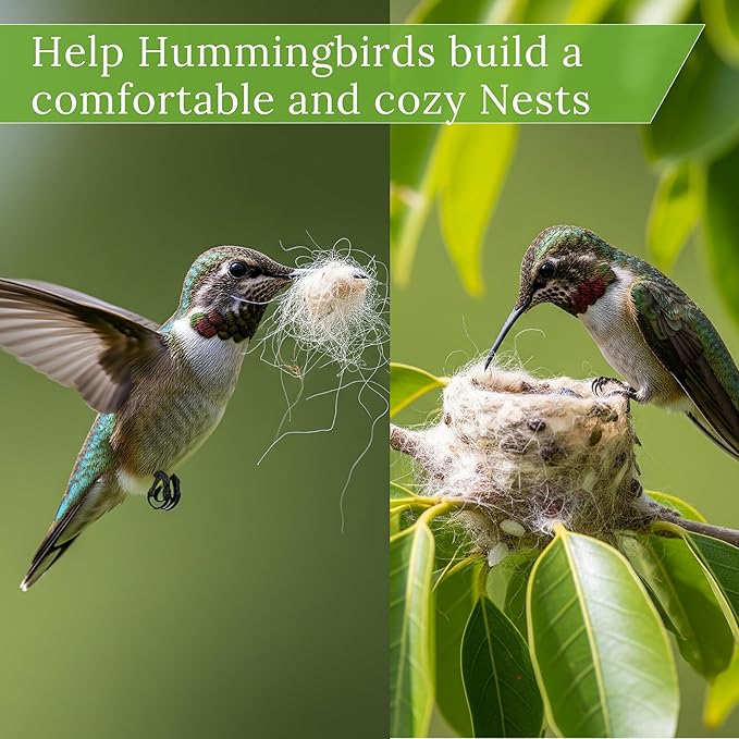 Hummingbird Nesters Bird Nesting Material Holder for Wild Birds Humming Bird House Materials Gifts for Bird Watching Nature Lovers Refillable Outdoor Bird Station (Wool Nesting Material)