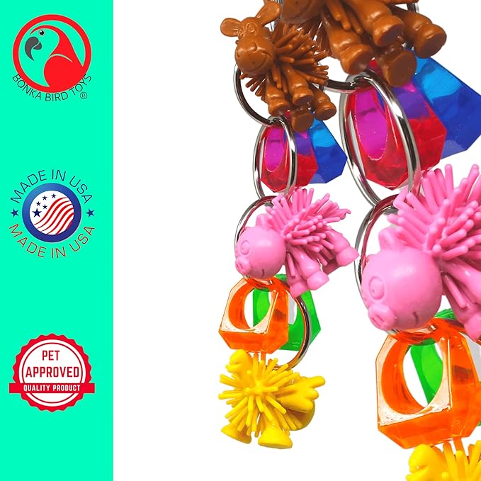 Bonka Bird Toys 1716 Farm Ringer Small Medium Bird Toy Parrot Cage Craft Toys Cages African Grey Conure Cockatiel