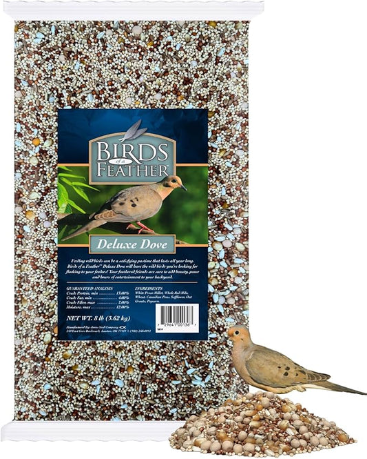 Brooks Brand Birds of a Feather Deluxe Dove Food, Pigeon Food, Mourning Dove Outdoor Bird Seed, Dove Bird Seed, Comida para Palomas, Made in USA, 8 lbs