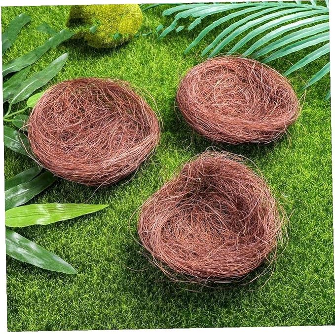 3pcs Artificial Easter Egg Nest Handmade Linen Thread Birds Nest Decoration for Crafts Home Easter Party