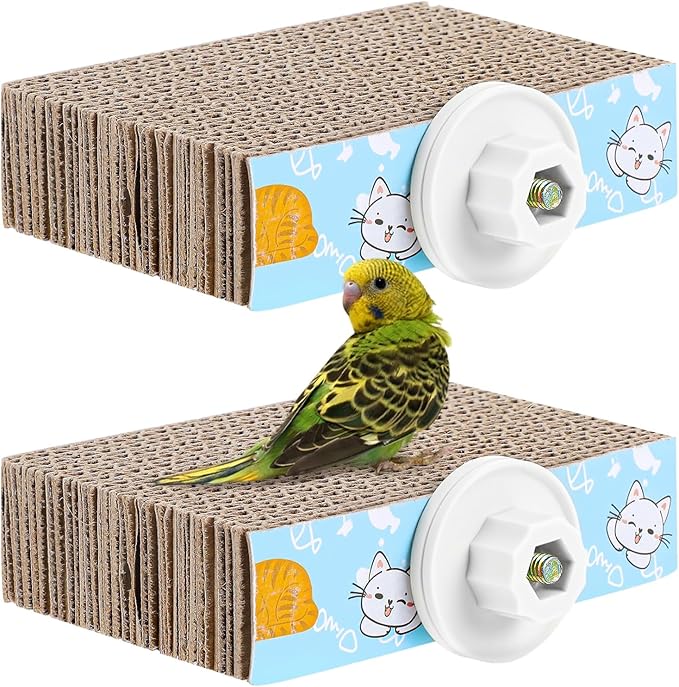COMNICO 2 PCS Bird Chew Toy Parrot Cage Perch Cardboard Platform Bird Paw Grinding Stand for Cage Birds Resting Platform Stand Parrot Playground Exercise Toys ParakeetsCage Accessories