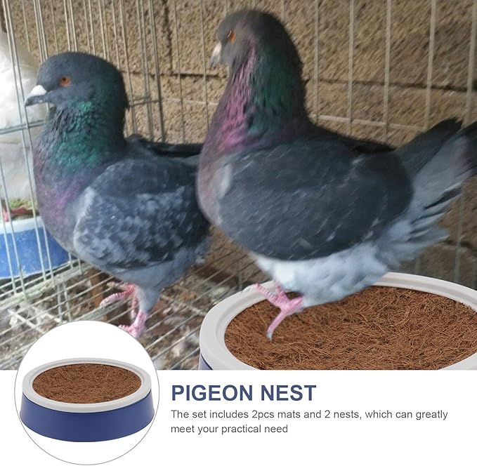 Toddmomy 2 Sets Pigeon Nest Egg Nest Dove Mat Birds Cages Parakeet Bird Cage White Plastic Eggs Coir