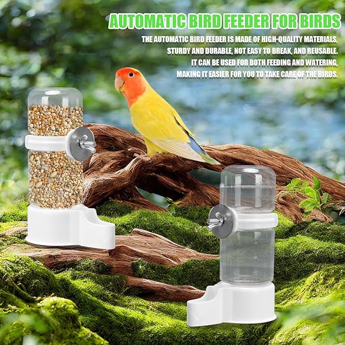 Bird Water Feeder,2PCS Automatic Bird Water Dispenser for Cage,Parrot Water Bottle Drinker Food Seed Dispenser Cage Accessories for Parrots Budgie Lovebirds Parakeet Cockatiel (Clear 140 ML)