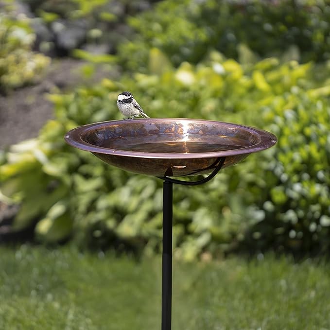 Good Directions Fired Copper Bird Bath on Garden Pole 13"