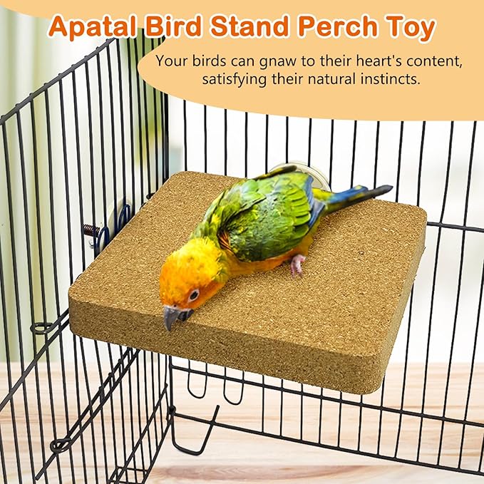 3 Pack Bird Perch Platform Cork Parrot Perch Stand Corner Parakeet Chewing Toy Bird Paw Grinding Cage Accessories for Medium and Large Conures Budgies Cockatiels Finches (Large)