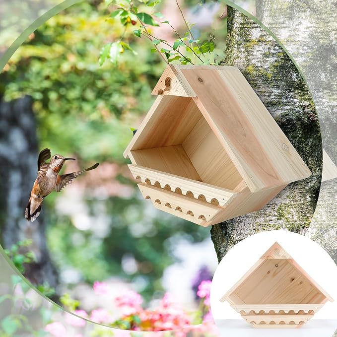 DoubleFill 1 Pcs Cedar Dove Nesting Box Bird House Outdoor Wood Triangular Opening Bird Box House for Doves Nesting and Roosting Platform Garden Decoration