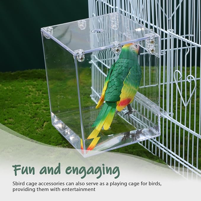 Happyyami Hanging Bird Bath Box for Cage Parrot Bathtub with Splash Guard Multifunctional Bird Shower for Parakeet Cockatiel and Small Birds Indoor Birdcage Accessory 6.49X5.11X5.11In