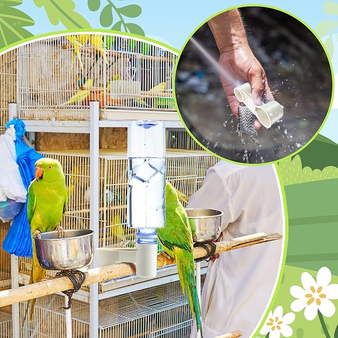LemonRoad 24 Pcs Bird Drinker Feeder Cups Plastic Water Bottle Cup for Cage Ideal for Pigeon Bottle Chicken Quail Poultry Waterer Accessories (White)