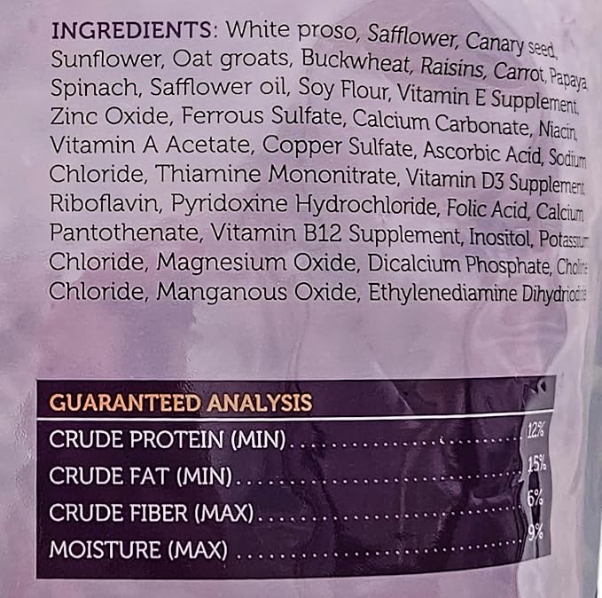 Cockatiel Bird Food (with Sunflower Seeds), 4 lbs Bag - Seed Mix for Cockatiels
