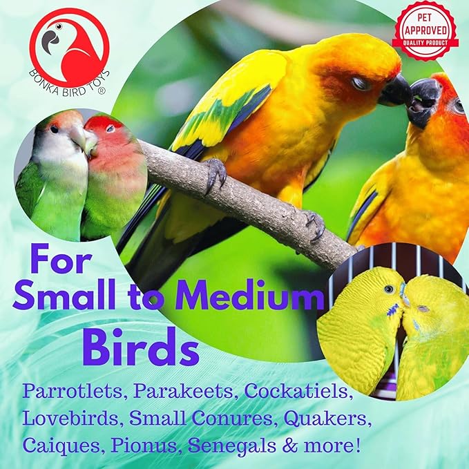 Bonka Bird Toys 1556 Small Fluff Bird Toy – Shreddable Parrot Toy for Budgies, Cockatiels & Small Birds – Colorful Hanging Cage Enrichment Chew Toy (Pack of 2)